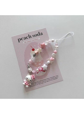 Kawaii Beaded  Phone Charms Strap Cute Kitten and Star Phone Lanyard Wrist Strap - view 2